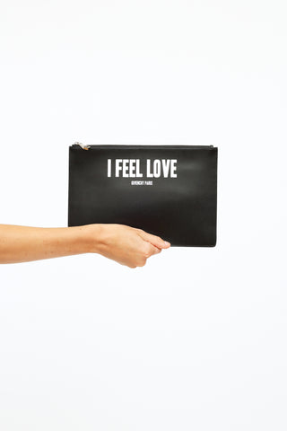 Givenchy Black "I Feel Love" Zip Clutch