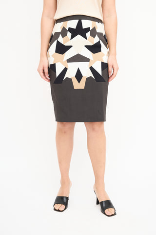 Givenchy Black & Multi Geometric Midi Skirt