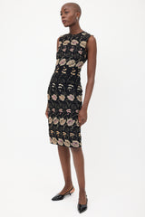 Givenchy Black & Multi Silk Floral Sequin Dress