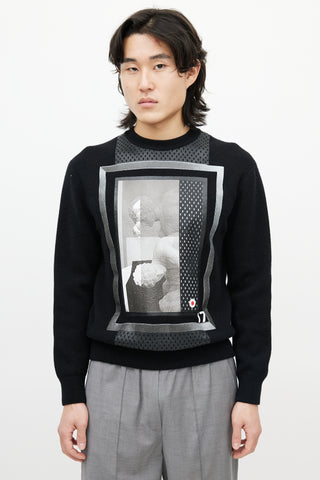 Givenchy Black & Multicolour Wool Face Sweater