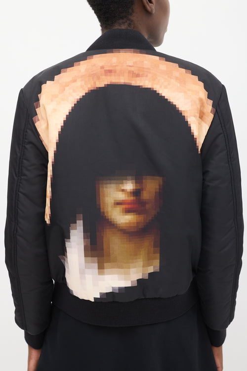 Givenchy Black Pixel Madonna Reversible Bomber Jacket