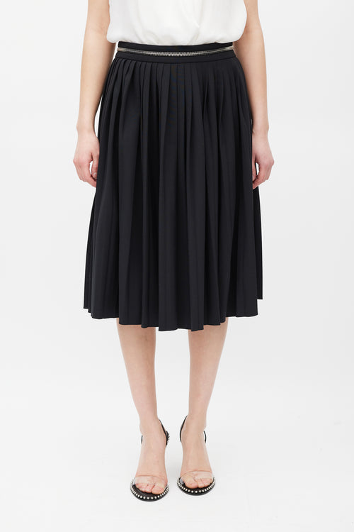 Givenchy Black Pleated Zip Skirt