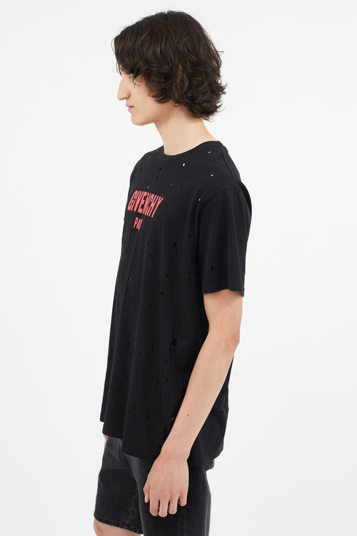 Givenchy Black & Red Distressed Logo T-Shirt