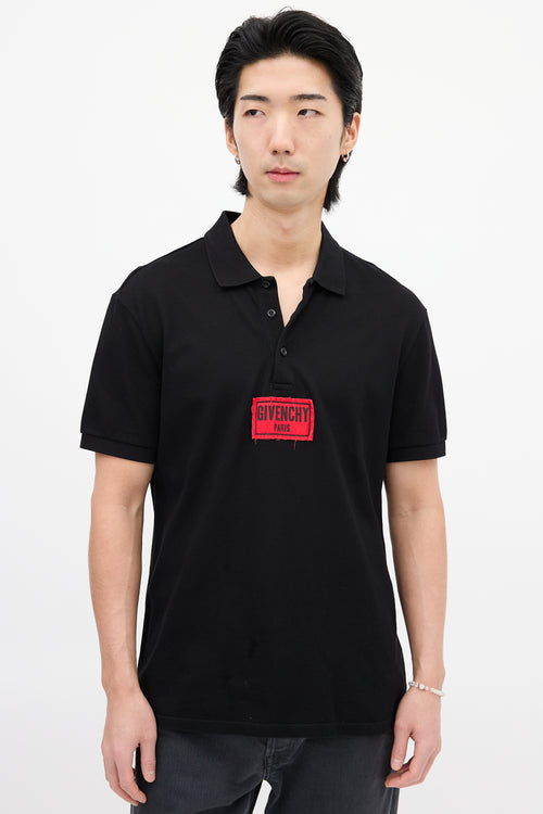 Givenchy Black & Red Patch Logo Polo