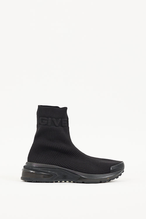 Givenchy Black Ribbed Logo Sock Sneaker