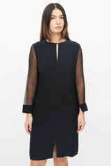 Givenchy Black Sheer Long Sleeve Midi Dress