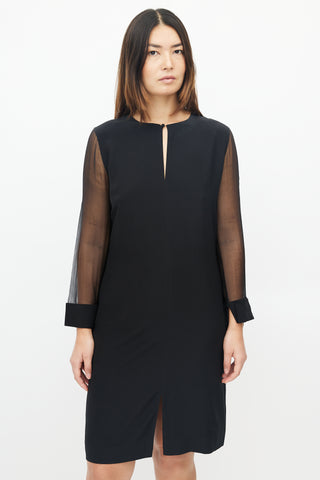 Givenchy Black Sheer Long Sleeve Midi Dress