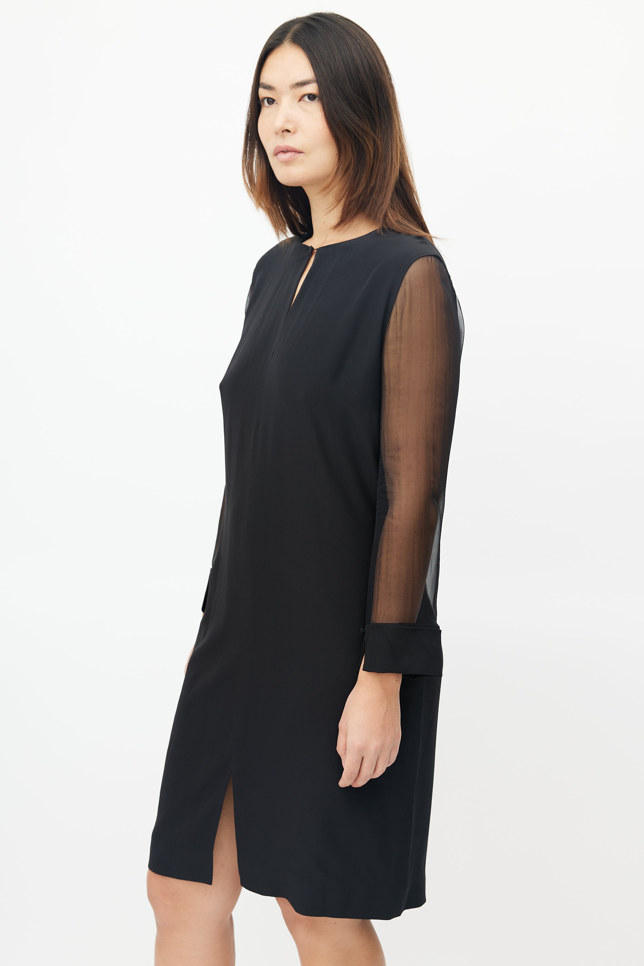 Givenchy // Black Sheer Long Sleeve Midi Dress – VSP Consignment