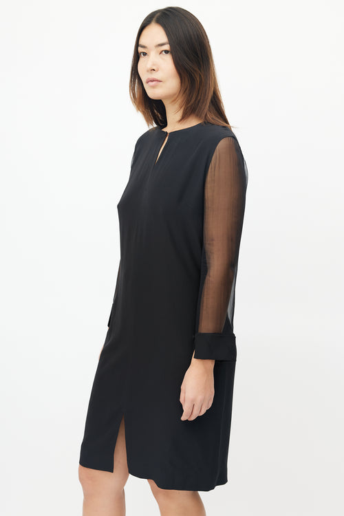Givenchy Black Sheer Long Sleeve Midi Dress
