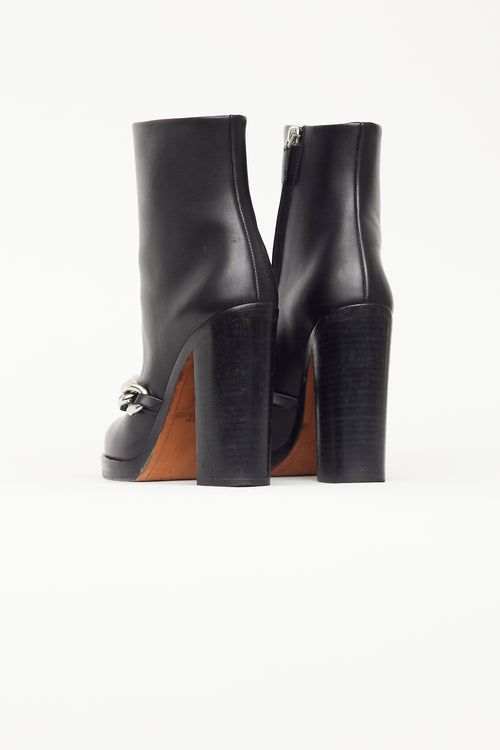 Givenchy Black Leather Chain Heeled Boot