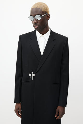 Givenchy Black & Silver Wool Coat