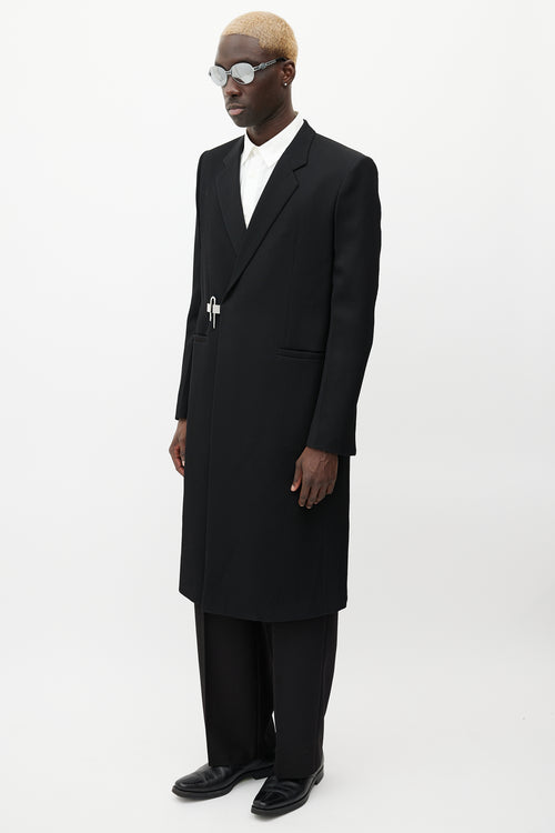 Givenchy Black & Silver Wool Coat