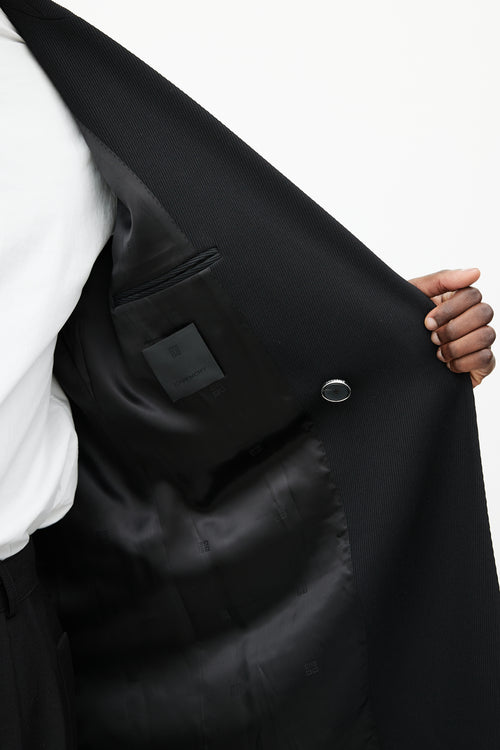 Givenchy Black & Silver Wool Coat