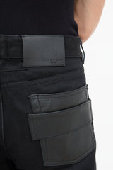 Givenchy Black Leather Pocket Jeans