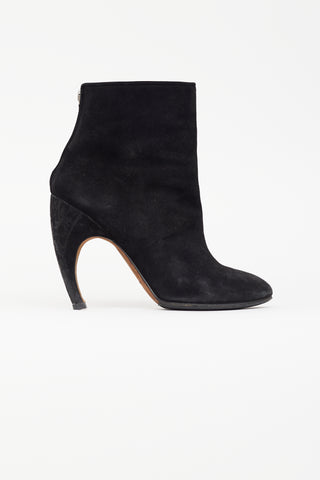 Givenchy Black Suede Curved Heel Ankle Boot