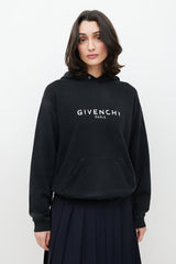Givenchy Black & White Distressed Logo Hoodie