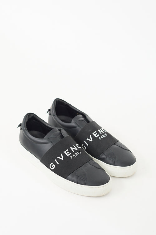 Givenchy Black & White Leather Urban Street Logo Band Sneaker