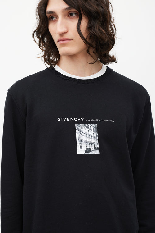 Givenchy Black & White Street Graphic Crewneck Sweater
