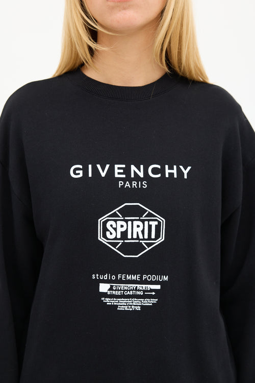 Givenchy Black & White Triple Logo Crewneck