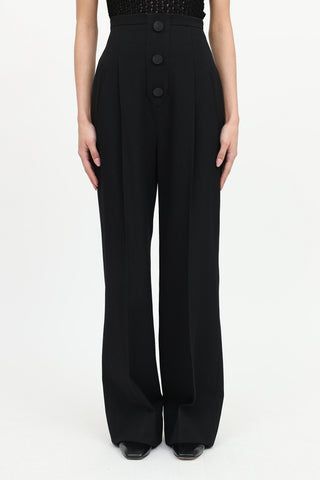Wool Button Wide Leg Pant