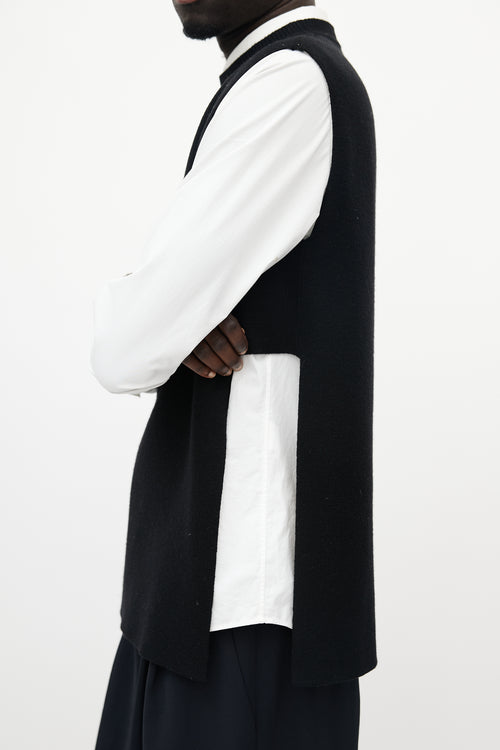Givenchy Black Wool Knit Slit Vest