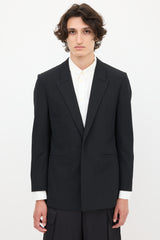 Givenchy Black Wool One Button Blazer