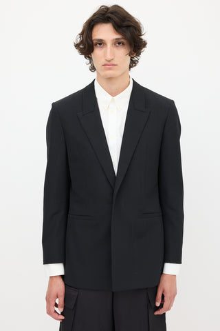 Givenchy Black Wool One Button Blazer