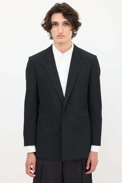 Givenchy Black Wool One Button Blazer