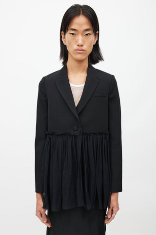 Givenchy Black Wool & Silk Ruffle Blazer