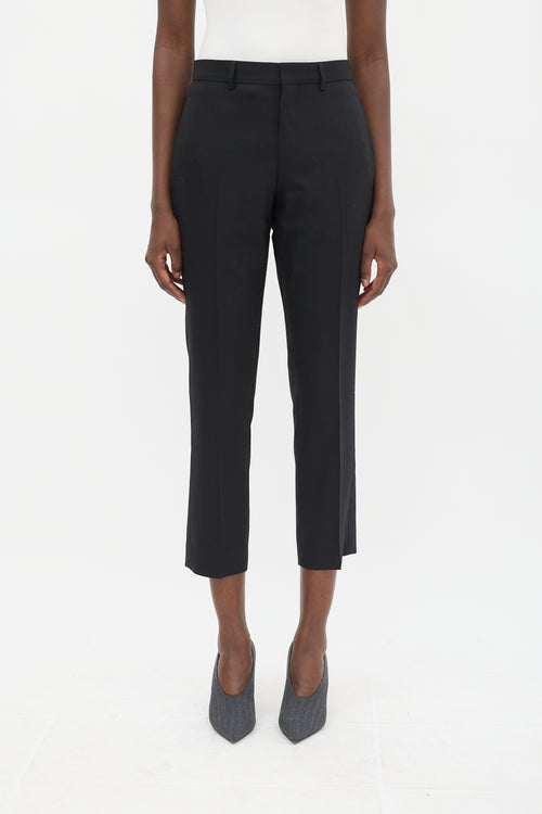 Givenchy Black Wool Tapered Cropped Trouser