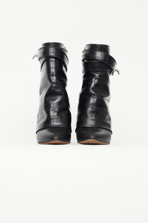 Givenchy Black Embossed Leather Shark Ankle Boot