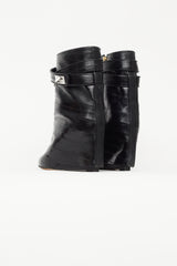 Givenchy Black Embossed Leather Shark Ankle Boot