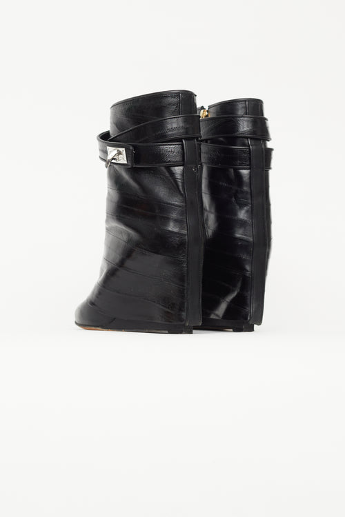 Givenchy Black Embossed Leather Shark Ankle Boot