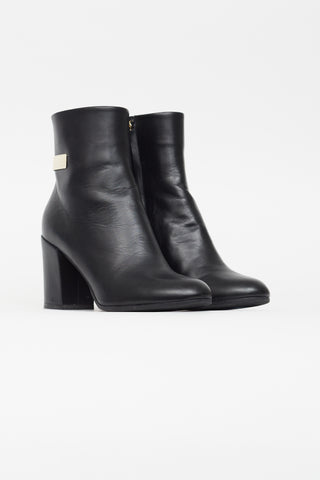 Givenchy Black Leather Block Heel Ankle Boot
