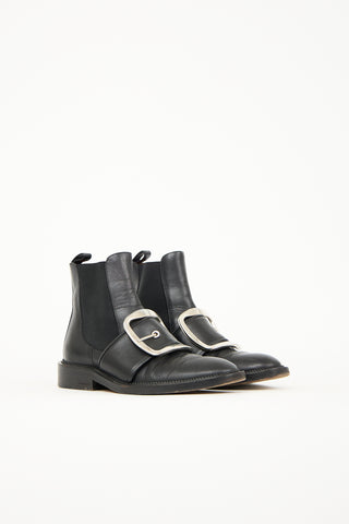 Givenchy Black Leather Buckle Chelsea Boot