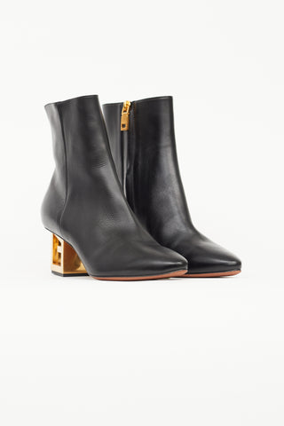 Givenchy Black Leather Triangle Heeled Boot