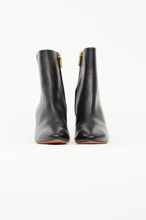 Givenchy Black Leather Triangle Heeled Boot