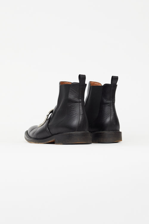 Givenchy Black Square Buckle Chelsea Boot