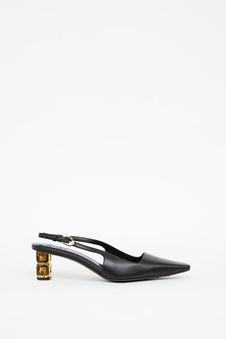 Givenchy Black & Gold Leather G Cube Heel