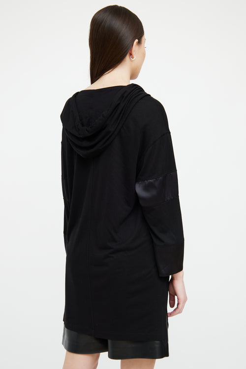 Givenchy Black Satin Panel Half Zip Hoodie
