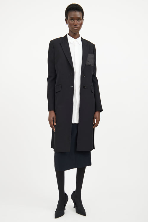 Givenchy Black Wool & Silk Long Jacket