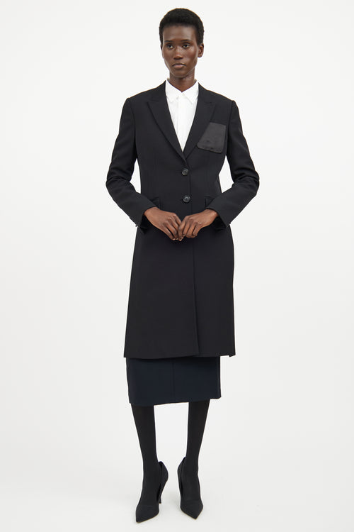 Givenchy Black Wool & Silk Long Jacket