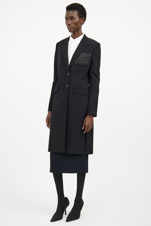 Givenchy Black Wool & Silk Long Jacket