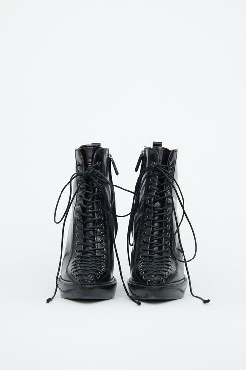 Givenchy Black Lace Up Wedge Ankle Boot