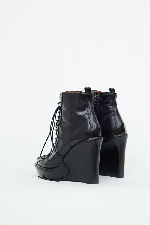 Givenchy Black Lace Up Wedge Ankle Boot