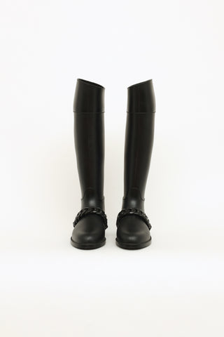 Black Chain Rubber Rain Boots