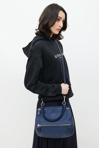 Navy Blue Leather Pandora Bag