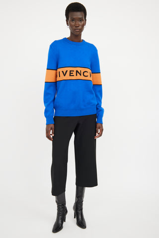 Givenchy Blue & Orange Logo Knit Sweater