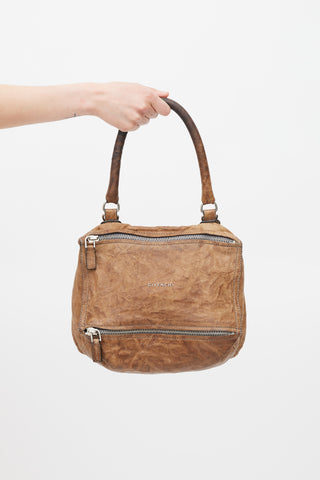 Givenchy Brown Crinkled Leather Small Pandora Crossbody Bag