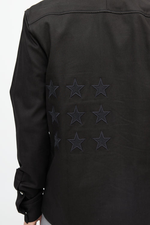 Givenchy Brown Embroidered Flag Shirt